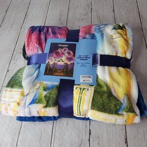 Disneyland Castle Print Plush Throw, 40” X 60” NEW Tie dye blanket